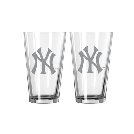 Signed And Sealed New York Yankees Pint Frost Design Glass Set - 2 Piece SI3348466